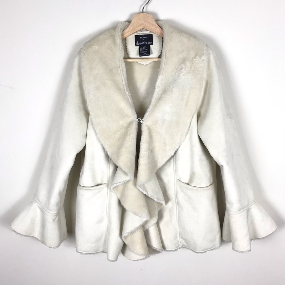 Dennis Basso Tan Faux Suede and Faux Fur Coat - S